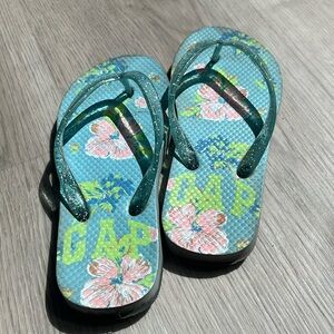 GAP Blue and Green Floral Flip Flops